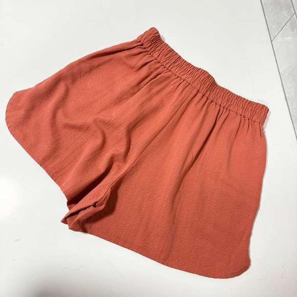 Mango Rust Orange Pull on Elastic Waist Shorts Medium Casual Beach Vacation - Picture 3 of 11